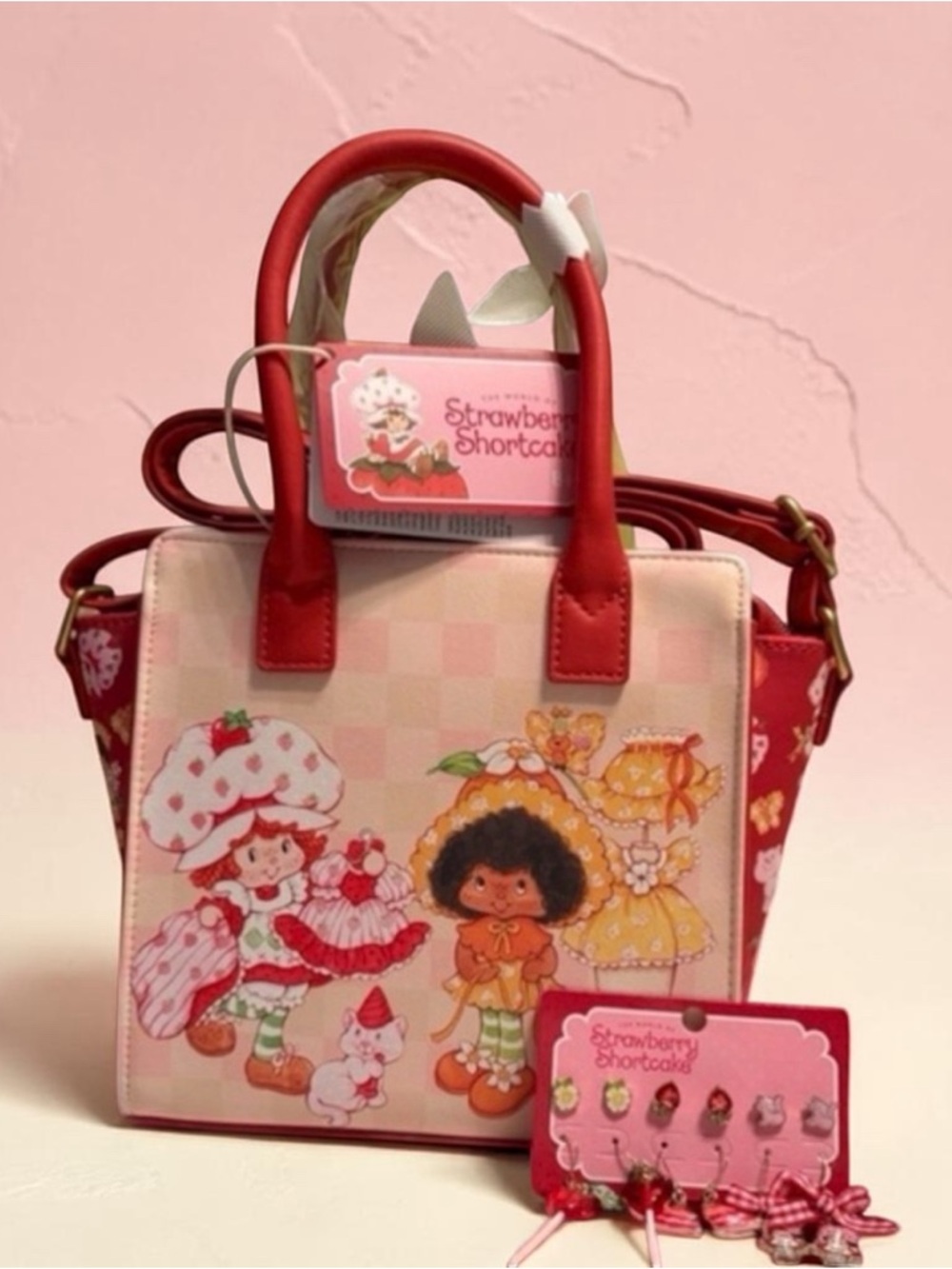 Loungefly Strawberry Shortcake Orange Blossom Mini Satchel & Earrings